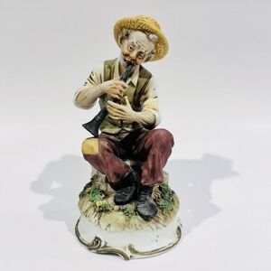 Vintage Napcoware Hand Painted Porcelain Figurine #9477 Old Man Playing‎ Music